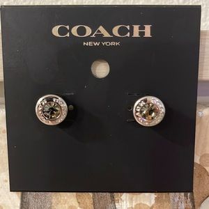 COACH Open Circle Stone Stud Earrings NEW!
